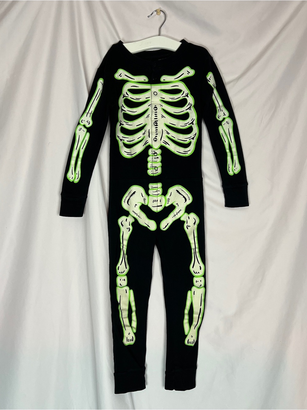 Black & Green Glow In The Dark Skeleton Kids Onesie